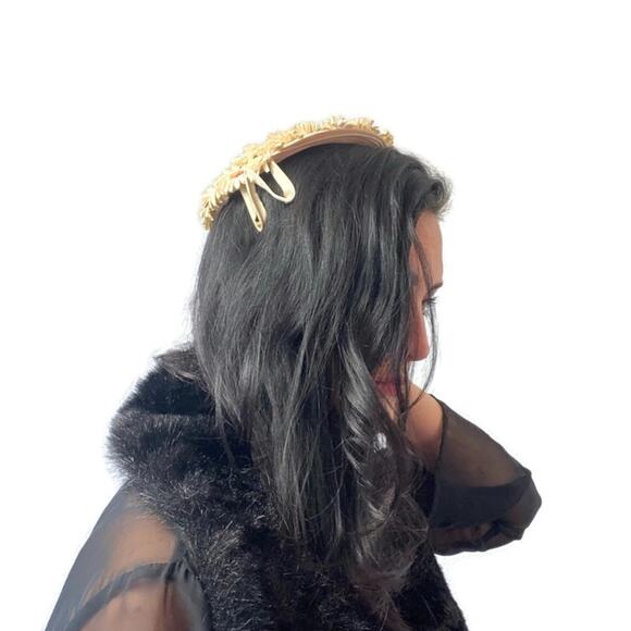 Vintage 40s 50s Roos Bros. Muller Floral Fascinator Juliet Hat